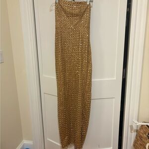 Lulu's Gold Sequin Maxi Dress